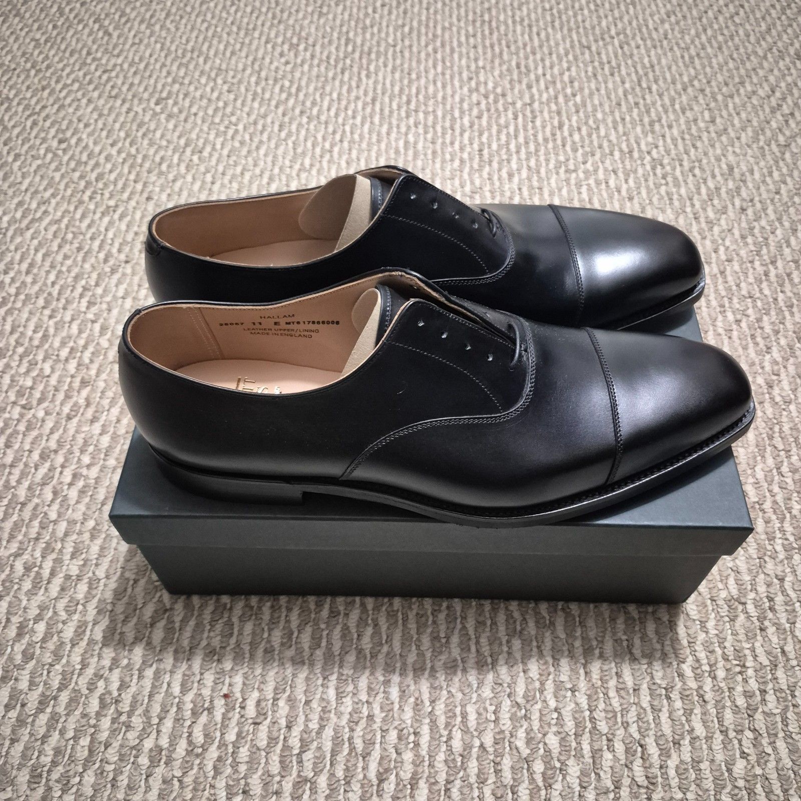 Crockett & Jones Hallam Black Leather Cap Toe Oxford Dress Shoes Uk 11 E Us 12 — image 5 of 8